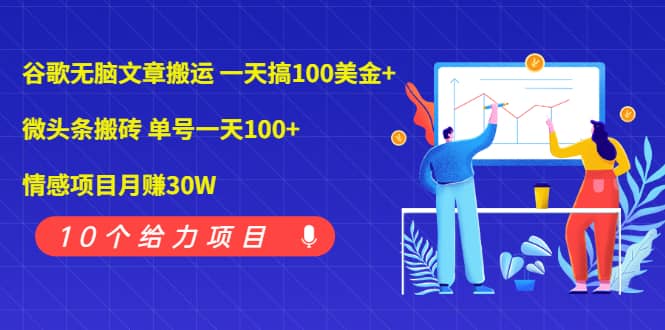 （1976期）谷歌无脑文章搬运 一天搞100美金+微头条搬砖 单号一天100+情感项目月赚30W插图