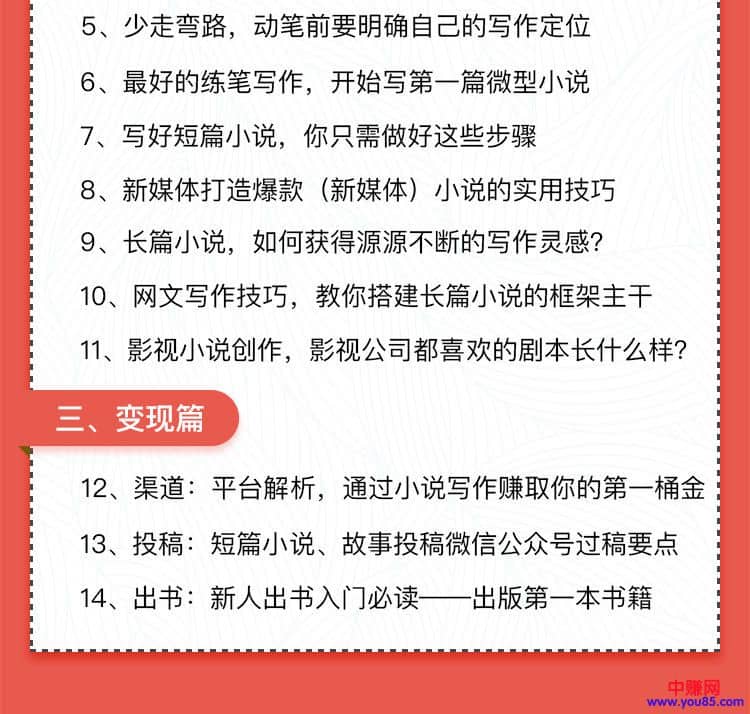 （922期）0基础小说写作培训营：从新手到网络畅销作家赚百万稿费（14节视频课）插图3