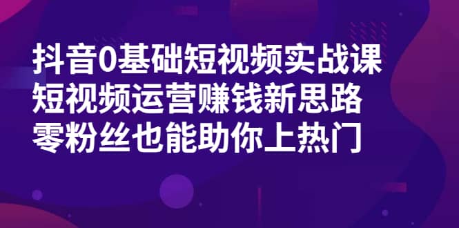 （1985期）抖音0基础短视频实战课，短视频运营赚钱新思路，零粉丝也能助你上热门插图