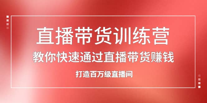 （2086期）直播带货训练营，教你快速通过直播带货赚钱，打造百万级直播间插图