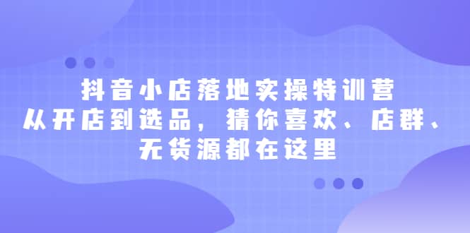 （2175期）抖音小店落地实操特训营，从开店到选品，猜你喜欢、店群、无货源都在这里插图