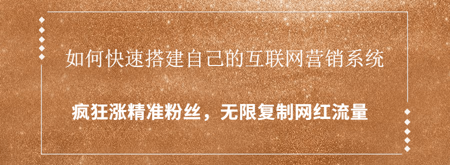 （1427期）如何快速搭建自己的互联网营销系统，疯狂涨精准粉丝，无限复制网红流量插图