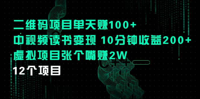 （2250期）二维码项目单天赚100+中视频读书变现 10分钟收益200+虚拟项目张个嘴赚2W插图