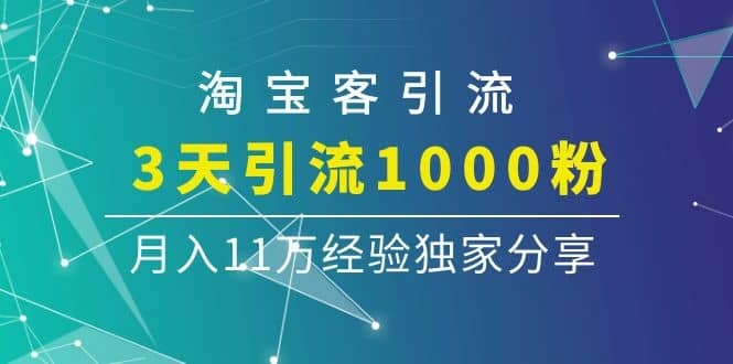 （1102期）淘宝客引流课程：3天引流1000粉，月入11万经验独家分享插图1