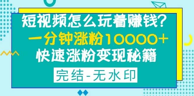 （1290期）短视频怎么玩着赚钱？一分钟涨粉10000+快速涨粉变现秘籍（完结-无水印）插图1