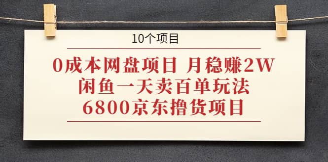 （1928期）0成本网盘项目 月稳赚2W+闲鱼一天卖百单玩法+6800京东撸货项目 (10个项目)插图