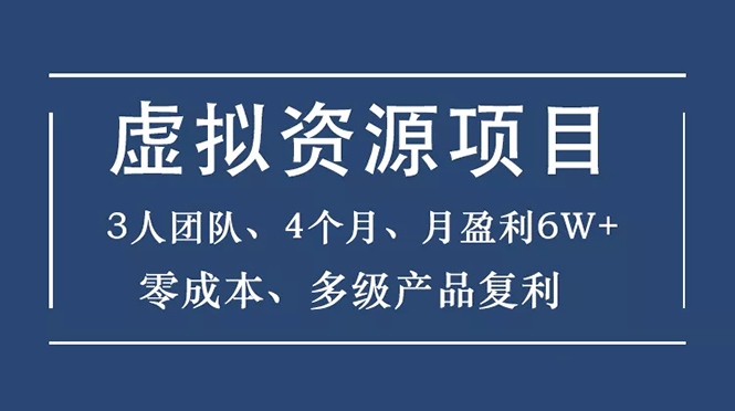 （1588期）虚拟资源项目-新手、3个团队 4个月 月盈利6W+零成本、多级产品复利插图