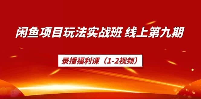 （1235期）宅男《闲鱼项目玩法实战班》线上第九期，录播福利课（1-2视频）插图1