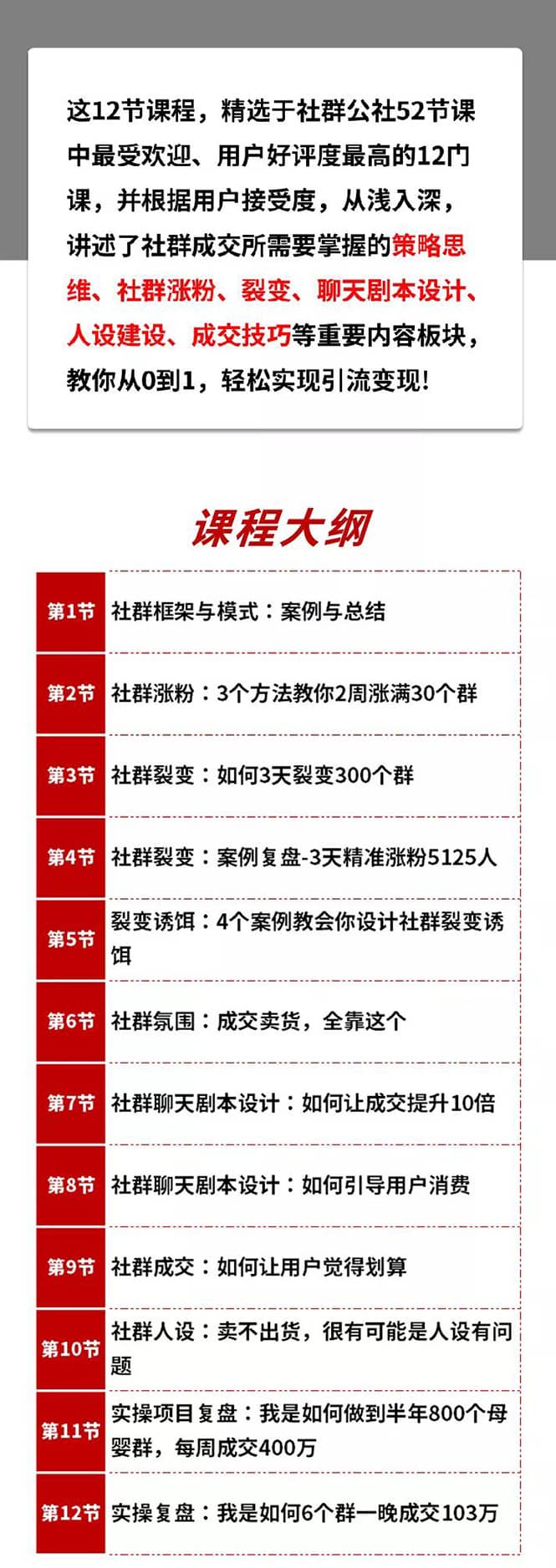 （1433期）12节社群成交全攻略：从0到1快速引流变现，3天裂变300个群一晚成交103万插图1