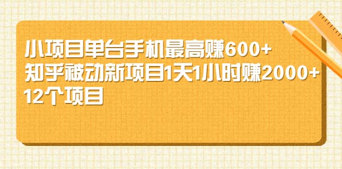 （2161期）小项目单台手机zui高赚600+知乎被动新项目1天1小时赚2000+(12个项目)插图