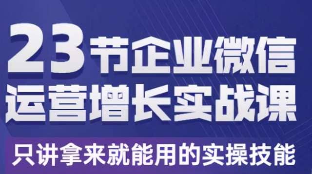 23节企业微信运营增长实战课，只讲拿来就能用的实操技能插图