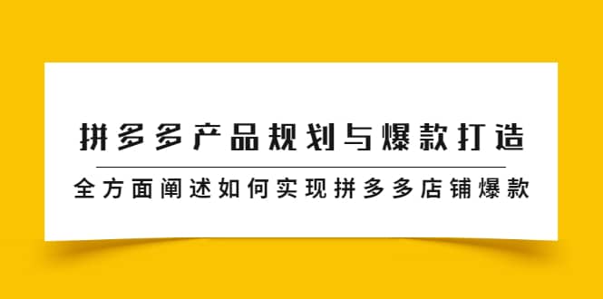 （2181期）拼多多产品规划与爆款打造，全方面阐述如何实现拼多多店铺爆款插图