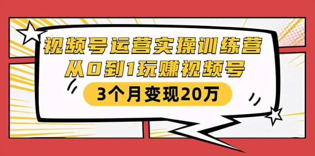 视频号运营实操训练营：从0到1玩赚视频号，3个月变现20万插图