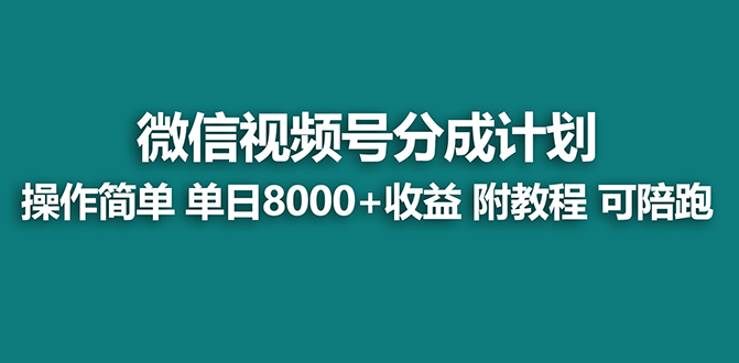 （8227期）【蓝海项目】视频号分成计划，单天收益8000+，附玩法教程！插图