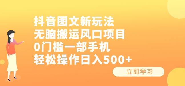 抖音图文新玩法，无脑搬运风口项目，0门槛一部手机轻松操作日入500+【揭秘】插图