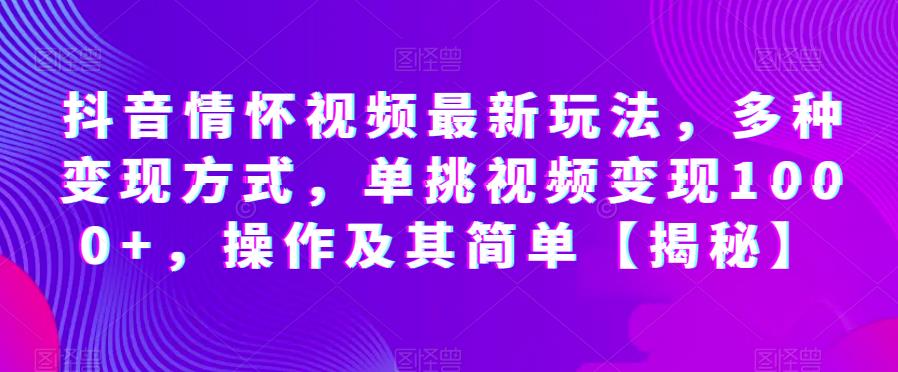 抖音情怀视频zui新玩法，多种变现方式，单挑视频变现1000+，操作及其简单【揭秘】插图