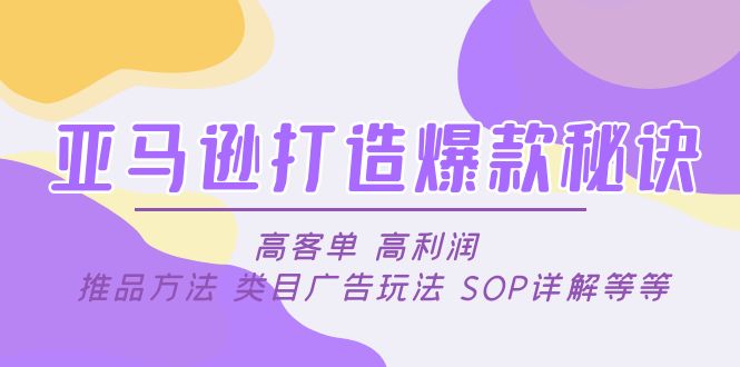 （4879期）亚马逊打造爆款秘诀：高客单 高利润 推品方法 类目广告玩法 SOP详解等等插图