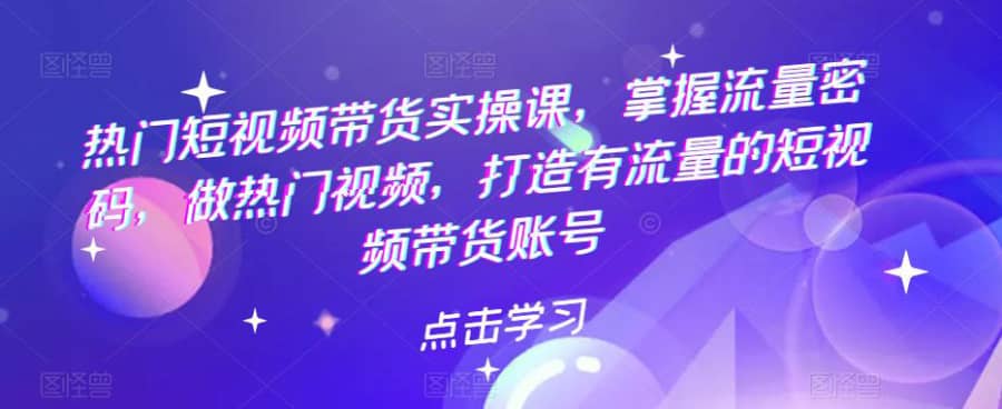 热门短视频带货实操课，掌握流量密码，做热门视频，打造有流量的短视频带货账号插图