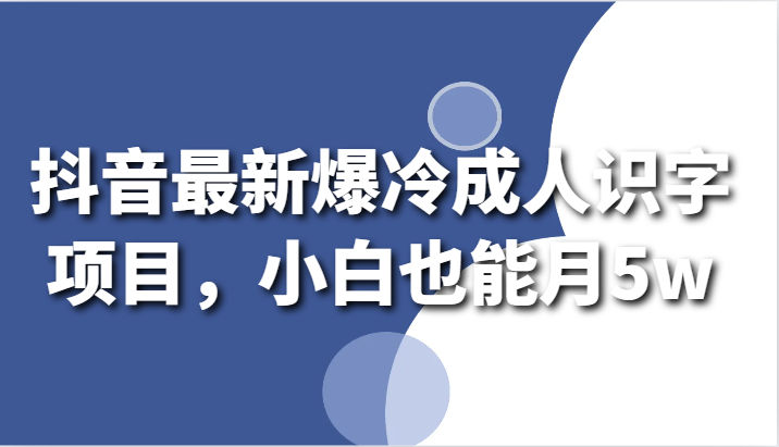 抖音zui新爆冷成人识字项目，小白也能月5w插图