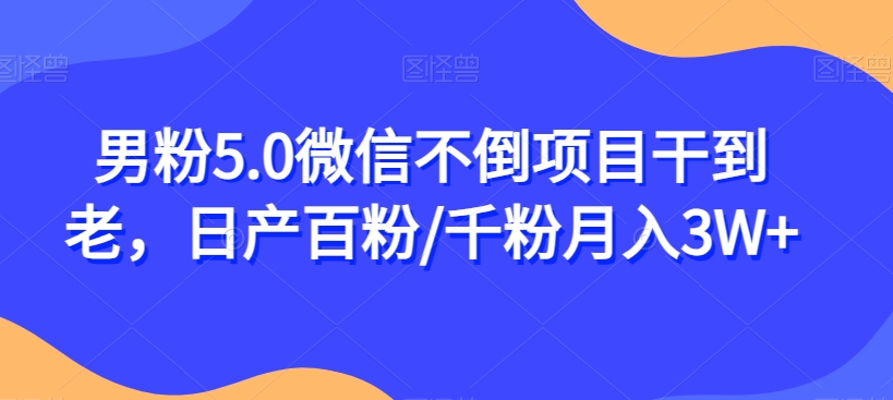 男粉5.0微信不倒项目干到老，日产百粉/千粉月入3W+【揭秘】插图