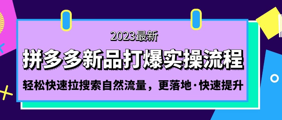 （5036期）拼多多-新品打爆实操流程：轻松快速拉搜索自然流量，更落地·快速提升!插图