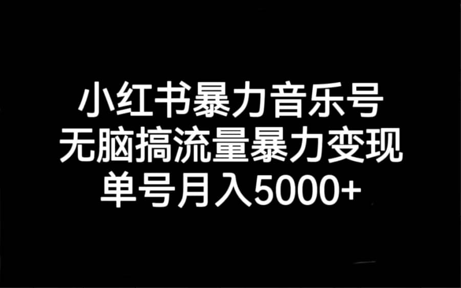 （7153期）小红书暴力音乐号，无脑搞流量暴力变现，单号月入5000+插图