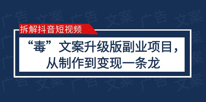 （6123期）拆解抖音短视频：“毒”文案升级版副业项目，从制作到变现（教程+素材）插图