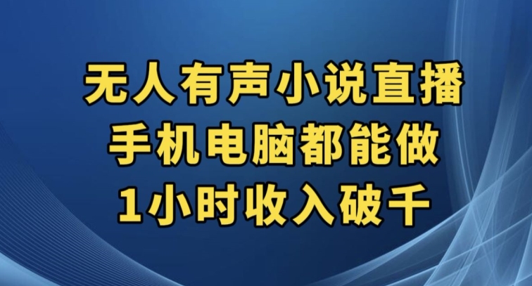 抖音无人有声小说直播，手机电脑都能做，1小时收入破千【揭秘】插图