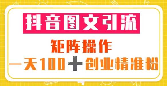 抖音图文引流矩阵操作一天100+创业精准粉（5节视频课+素材模板）插图