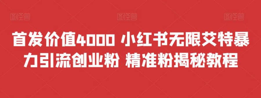 （6982期）首发价值4000 小红书无限艾特暴力引流创业粉 精准粉揭秘教程插图