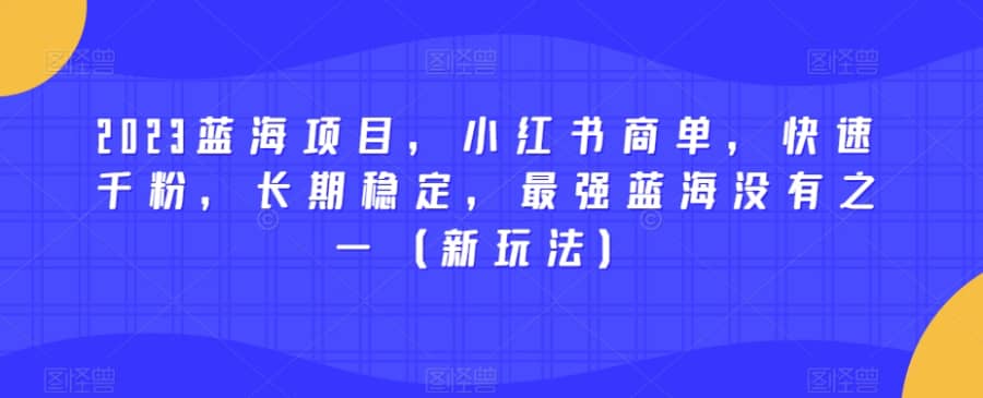 2023蓝海项目，小红书商单，快速千粉，长期稳定，zui强蓝海没有之一（新玩法）插图