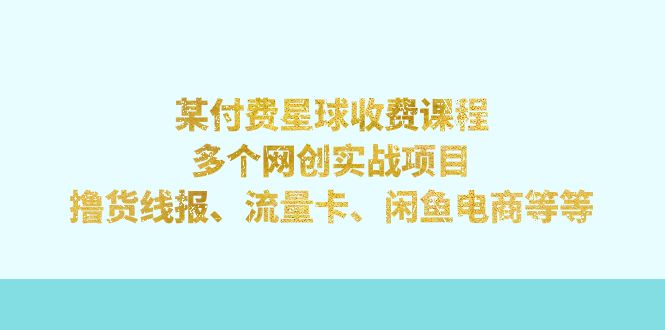 （7199期）某付费星球课程：多个网创实战项目，撸货线报、流量卡、闲鱼电商等等插图