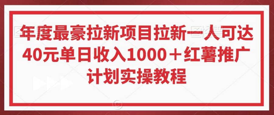 年度zui豪拉新项目拉新一人可达40元单日收入1000＋红薯推广计划实操教程【揭秘】插图