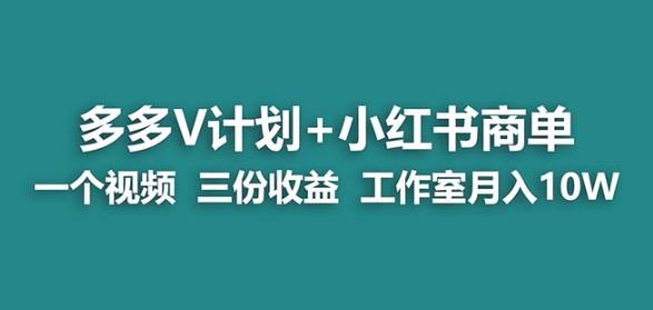 【蓝海项目】多多v计划+小红书商单一个视频三份收益工作室月入10w插图