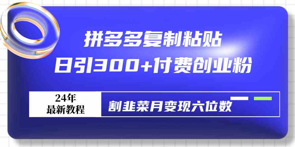 （9129期）拼多多复制粘贴日引300+付费创业粉，割韭菜月变现六位数zui新教程！插图