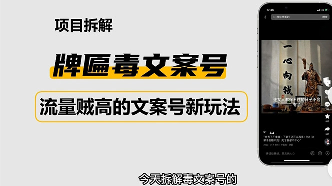 （4676期）2023抖音快手毒文案新玩法，牌匾文案号，起号快易变现插图