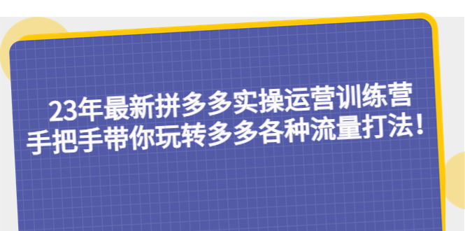 （5435期）23年zui新拼多多实操运营训练营：手把手带你玩转多多各种流量打法！插图