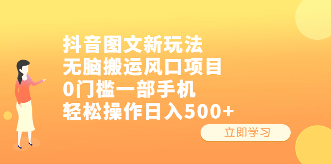 （6527期）抖音图文新玩法，无脑搬运风口项目，0门槛一部手机轻松操作日入500+插图