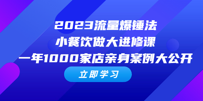 （6485期）2023流量 爆锤法，小餐饮做大进修课，一年1000家店亲身案例大公开插图