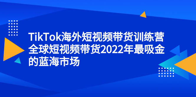 （2347期）TikTok海外短视频带货训练营，全球短视频带货2022年zui吸金的蓝海市场插图