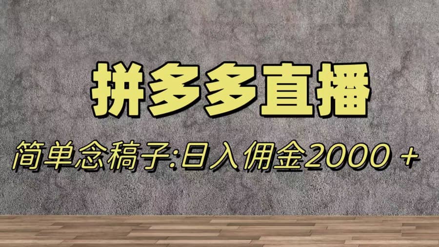 （7996期）蓝海赛道拼多多直播，无需露脸，日佣金2000＋插图