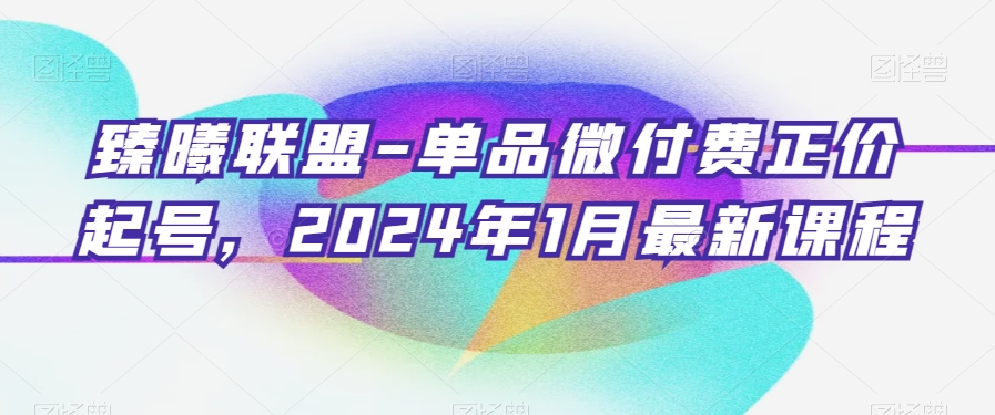 臻曦联盟-单品微付费正价起号，2024年1月zui新课程插图