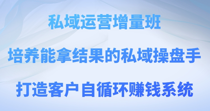 私域运营增量班，培养能拿结果的私域操盘手，打造客户自循环赚钱系统插图