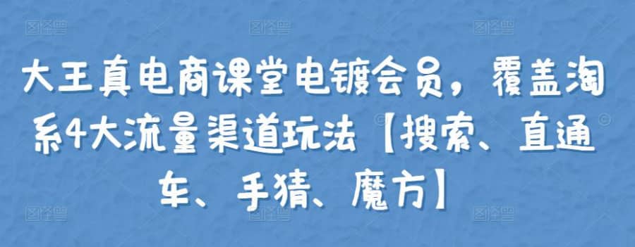 大王真电商课堂电镀会员，覆盖淘系4大流量渠道玩法【搜索、直通车、手猜、魔方】插图