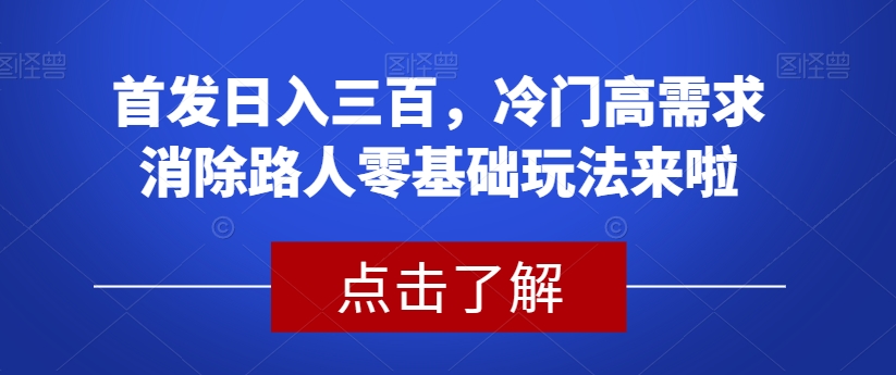 首发日入三百，冷门高需求消除路人零基础玩法来啦【揭秘】插图