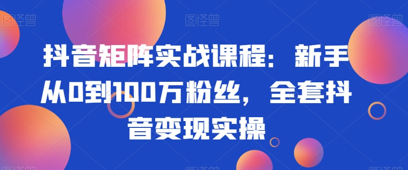 抖音矩阵实战课程：新手从0到100万粉丝，全套抖音变现实操插图