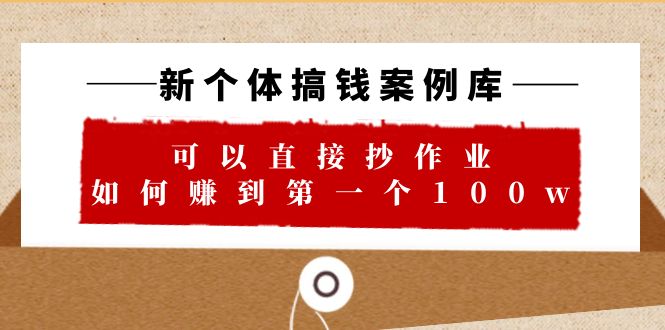 （6363期）新个体 搞钱案例 库，可以直接抄作业 如何赚到NO.1个100w（29节视频+文档）插图