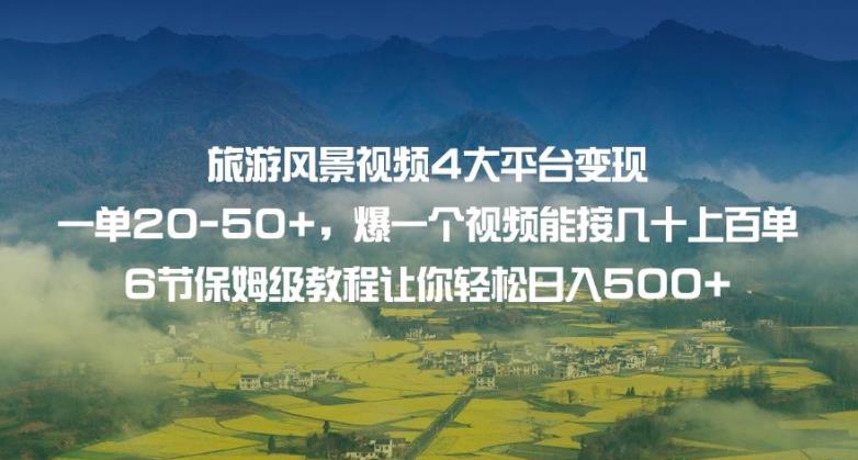 旅游风景视频4大平台变现单20-50+，爆一个视频能接几十上百单6节保姆级教程让你轻松日入500+插图