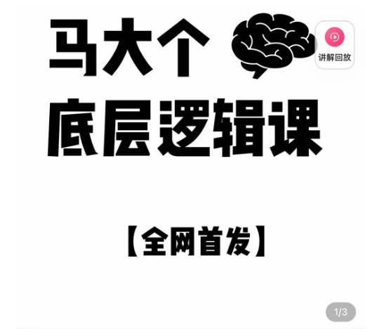 马大个·底层逻辑课，51节底层逻辑智慧课-价值1980元插图