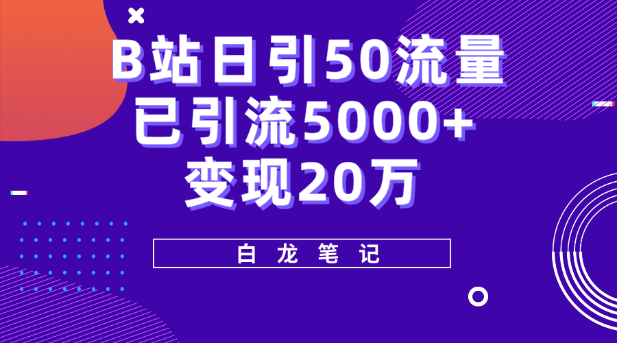 （5655期）B站日引50+流量，实战已引流5000+变现20万，超级实操课程。插图